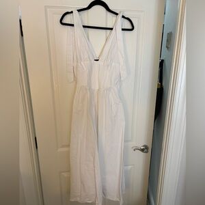 Zara White plunge midi dress (M)